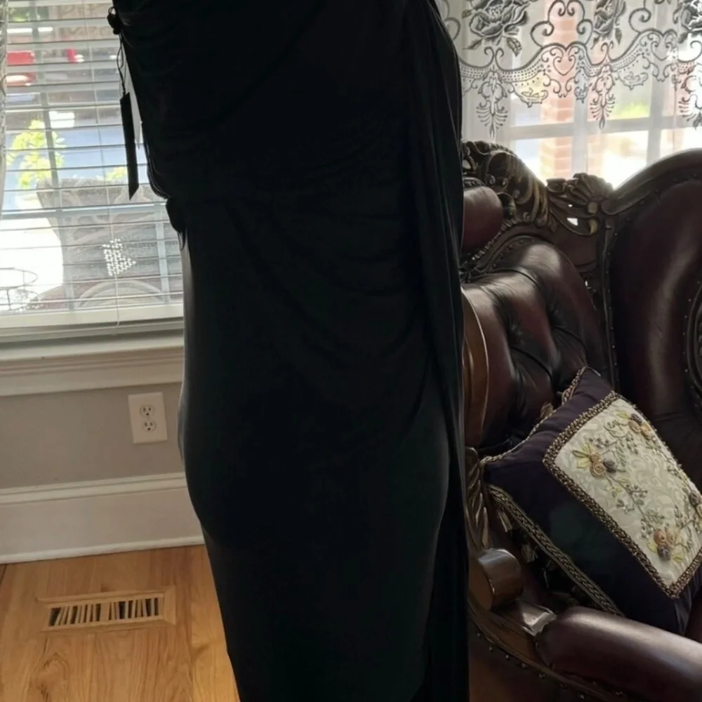 Alexander Wang Black Asymmetrical Draped Dress - Picture 6 of 16